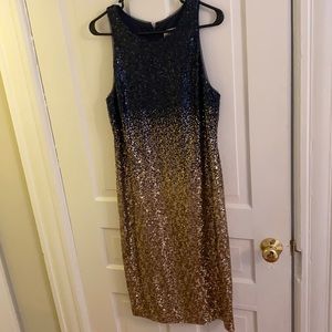 Nicole Miller Gold & Navy Sequin Dress Size 12